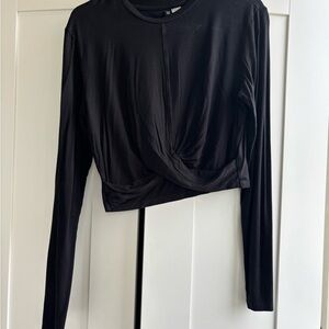 (FREE with purchase of another item) H&M Long Sleeve Black Twist-Front Crop Top